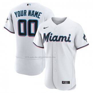 Maglia Baseball Uomo Miami Marlins Home Autentico Personalizzate Bianco