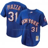 Maglia Baseball Uomo New York Mets Mike Piazza Mitchell & Ness Cooperstown Collection Mesh Batting Practice Button Up Blu