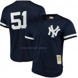 Maglia Baseball Uomo New York Yankees Bernie Williams Mitchell & Ness Cooperstown Collection Mesh Batting Practice Blu