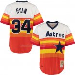Maglia Baseball Uomo Houston Astros Nolan Ryan Mitchell & Ness Retro Autentico Bianco Arancione
