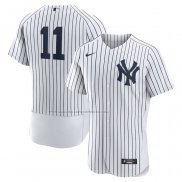 Maglia Baseball Uomo New York Yankees Anthony Volpe Home Autentico Bianco Blu