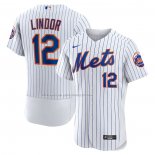 Maglia Baseball Uomo New York Mets Francisco Lindor Home Autentico Bianco
