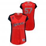 Maglia Baseball Donna All Star 2019 Cleveland Indians Shane Bieber Workout American League Rosso