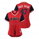 Maglia Baseball Donna Cleveland Indians Trevor Bauer 2018 Llws Players Weekend Bauer Outage Rosso