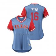 Maglia Baseball Donna Texas Rangers Ryan Rua 2018 Llws Players Weekend Ryno Blu