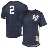 Maglia Baseball Uomo New York Yankees Derek Jeter Mitchell & Ness Cooperstown Collection Mesh Batting Practice Blu