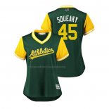 Maglia Baseball Donna Oakland Athletics Jharel Cotton 2018 Llws Players Weekend Squeaky Green