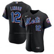Maglia Baseball Uomo New York Mets Francisco Lindor 2022 Alternato Autentico Nero
