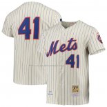 Maglia Baseball Uomo New York Mets Tom Seaver Mitchell & Ness Cooperstown Collection Crema