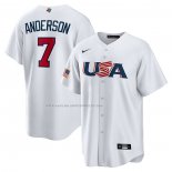 Maglia Baseball Uomo USA 2023 Tim Anderson Replica Bianco