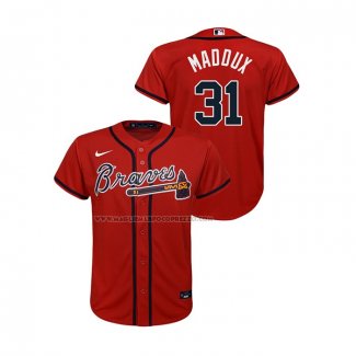 Maglia Baseball Bambino Atlanta Braves Greg Maddux Replica Alternato Rosso