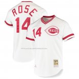 Maglia Baseball Uomo Cincinnati Reds Pete Rose Mitchell & Ness Cooperstown Collection Autentico Bianco
