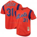 Maglia Baseball Uomo New York Mets Mike Piazza Mitchell & Ness Cooperstown Collection Mesh Batting Practice Arancione