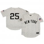 Maglia Baseball Uomo New York Yankees 25 Rings & Crwns Mesh Button Down Replica Crema