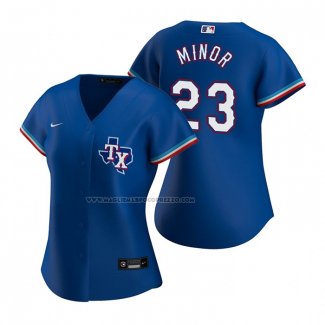Maglia Baseball Donna Texas Rangers Mike Minor Replica Alternato Blu