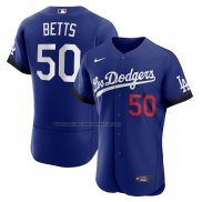 Maglia Baseball Uomo Los Angeles Dodgers Mookie Betts 2021 City Connect Autentico Blu