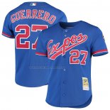 Maglia Baseball Uomo Montreal Expos Vladimir Guerrero Mitchell & Ness Cooperstown Collection Mesh Batting Practice Button Up Blu