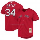 Maglia Baseball Uomo Boston Red Sox David Ortiz Mitchell & Ness Cooperstown Collection Mesh Batting Practice Rosso