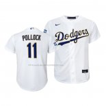 Maglia Baseball Bambino Los Angeles Dodgers A.j. Pollock 2021 Gold Program Replica Bianco