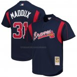 Maglia Baseball Uomo Atlanta Braves Greg Maddux Mitchell & Ness Cooperstown Collection Batting Practice Blu
