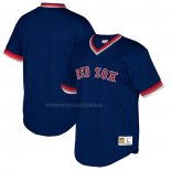 Maglia Baseball Uomo Boston Red Sox Mitchell & Ness Big & Tall Cooperstown Collection Mesh Wordmark V-neck Blu
