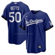 Maglia Baseball Uomo Los Angeles Dodgers Mookie Betts 2021 City Connect Replica Blu