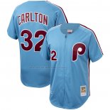Maglia Baseball Uomo Philadelphia Phillies Steve Carlton Mitchell & Ness Cooperstown Collection Autentico Blu