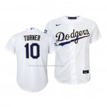 Maglia Baseball Bambino Los Angeles Dodgers Justin Turner 2021 Gold Program Replica Bianco