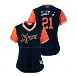 Maglia Baseball Donna Detroit Tigers Jacoby Jones 2018 Llws Players Weekend Juicy J Blu