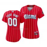 Maglia Baseball Donna Miami Marlins Personalizzate 2021 City Connect Sugar Kings Rosso