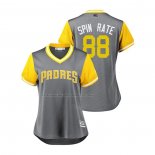Maglia Baseball Donna San Diego Padres Phil Maton 2018 Llws Players Weekend Spin Rate Grigio