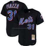 Maglia Baseball Uomo New York Mets Mike Piazza Mitchell & Ness Cooperstown Collection Mesh Batting Practice Nero
