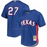 Maglia Baseball Uomo Texas Rangers Vladimir Guerrero Mitchell & Ness Cooperstown Collection Mesh Batting Practice Blu