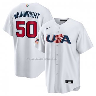 Maglia Baseball Uomo USA 2023 Adam Wainwright Replica Bianco