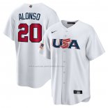 Maglia Baseball Uomo USA 2023 Pete Alonso Replica Bianco