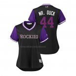 Maglia Baseball Donna Colorado Rockies Tyler Anderson 2018 Llws Players Weekend Mr. Duck Nero
