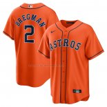 Maglia Baseball Uomo Houston Astros Alex Bregman Alternato Replica Arancione