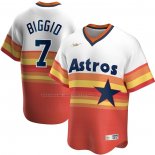 Maglia Baseball Uomo Houston Astros Craig Biggio Home Cooperstown Collection Bianco Arancione