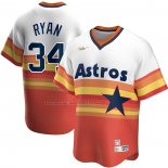 Maglia Baseball Uomo Houston Astros Nolan Ryan Home Cooperstown Collection Bianco Arancione