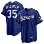 Maglia Baseball Uomo Los Angeles Dodgers Cody Bellinger 2021 City Connect Replica Blu