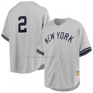 Maglia Baseball Uomo New York Yankees Derek Jeter Mitchell & Ness 1998 Cooperstown Collection Road Autentico Grigio