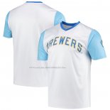 Maglia Baseball Uomo Milwaukee Brewers Cooperstown Collection Wordmark V-neck Bianco
